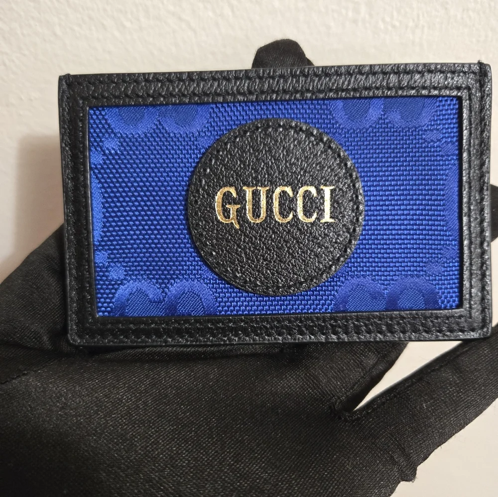 Gucci Off The Grid Rare Blue and Black Card Holder.